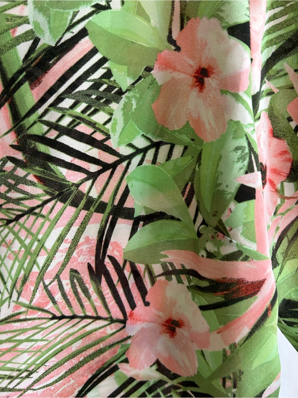 Rose & Olive Pink and Green Tropical Floral top - Picture 3 of 7